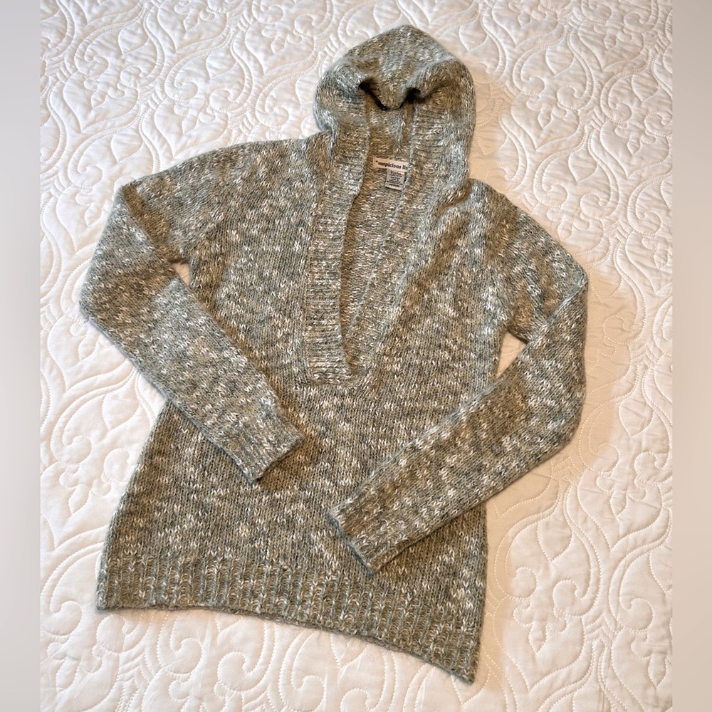 Vintage Suspicious Lines Cotton Alpaca Blend Hooded Sweater M